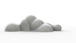Rounded 3d shapes melting in a white beckground