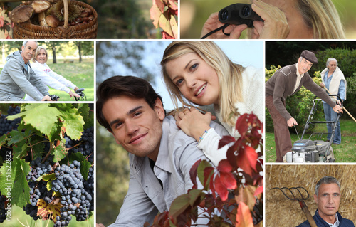 Photo: Mosaic of couples enjoying nature Mosaic of couples enjoying nature