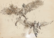Icarus and Daedalus - drawing converted into vector