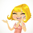Cute girl talking on the phone and laughing