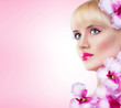 Girl with flowers and perfect makeup