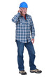 Laborer with mobile phone