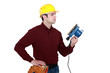 Man holding electric sander