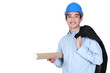 Architect holding wood plane