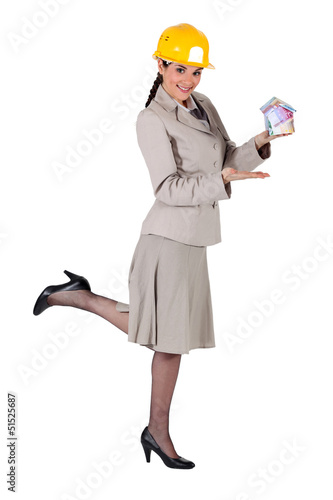 Photo: Woman entrepreneur on white background Woman entrepreneur on white background