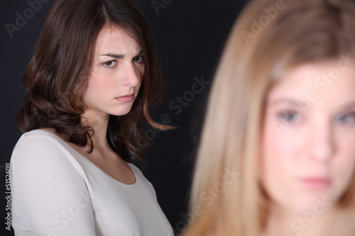 Photo: Two friends having an argument. Two friends having an argument.