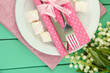 Table Setting In White And Pin...
