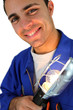 Photo: Electrician holding lamp Electrician holding lamp