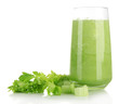 Glass of celery juice, isolated on white