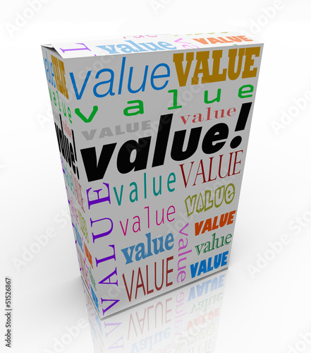 Illustration: Value Word on Package Box Best Price Quality Product Value Word on Package Box Best Price Quality Product
