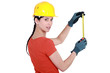Woman with helmet