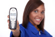 Woman showing telephone