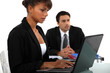 woman using laptop