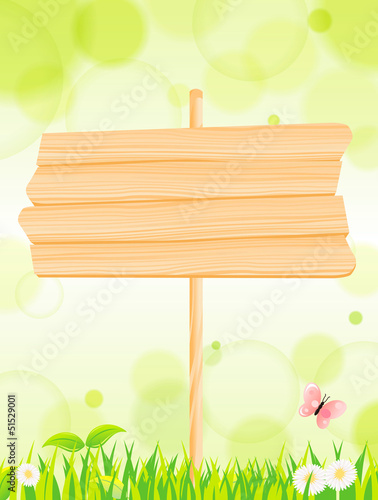 Vector: natural green background & wood sign Vector natural green background & wood sign Vector