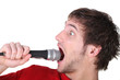 Man shouting into a microphone