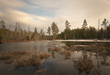 Flooded area early spring, wide angle photo with long exposure