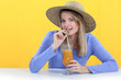 Woman drinking juice