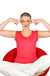 Woman in a red t-shirt