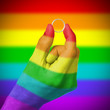 Gay man holding ring