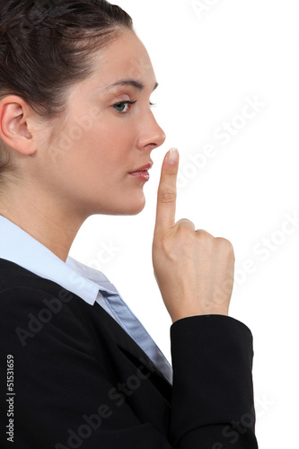 Photo: Businesswoman asking for Businesswoman asking for