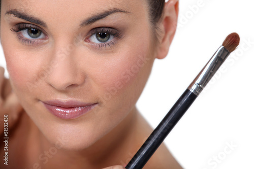 Photo: Woman with a blush. Woman with a blush.