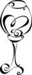 Stylized wine glass with heart shape
