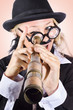 Scientist searching for a cure with telecope