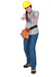 Photo: Tradeswoman holding out her arms Tradeswoman holding out her arms