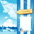 Seascape, vector background