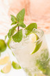 Refreshing lime Mojito cocktail  with a straw hat
