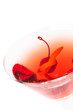 Manhattan Cocktail top view close-up on white background