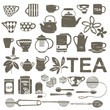 Scratched tea related silhouettes