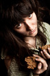 beggar woman with bread