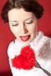 lovely woman with red hear