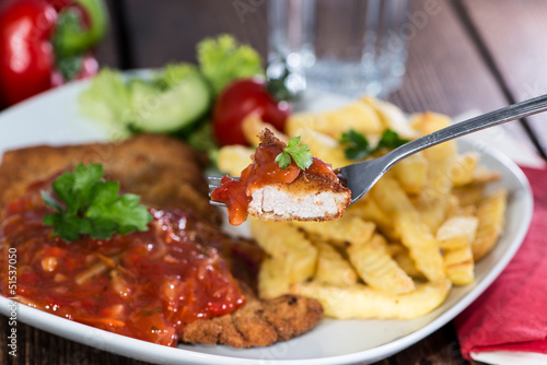 Photo: Schnitzel with Sauce Schnitzel with Sauce