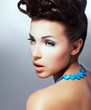 Complexion. Fascinating Delightful Brunette with Natural Makeup