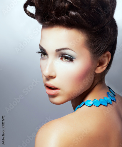 Photo: Complexion. Fascinating Delightful Brunette with Natural Makeup Complexion. Fascinating Delightful Brunette with Natural Makeup