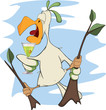 Vector: Parrot and champagne. Cartoon Parrot and champagne. Cartoon