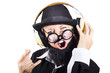 Woman listening to rock music