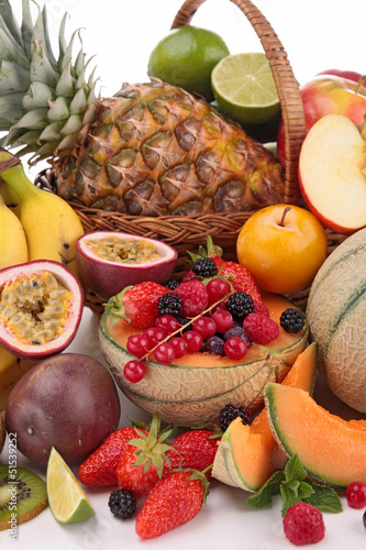 Photo: close up on collection of fruits close up on collection of fruits