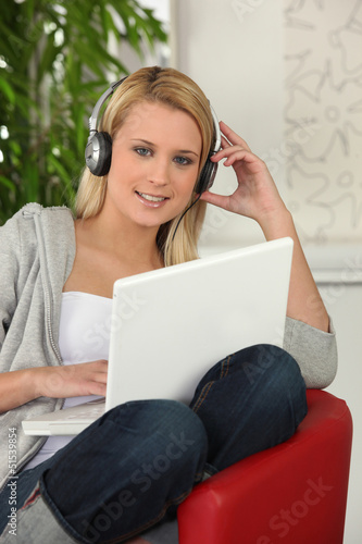 Photo: Woman with headphones Woman with headphones