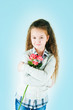The girl  with an alstromeriya