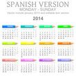 2014 calendar with crayons spanish vector version