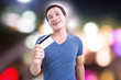 Man Showing Credit Card