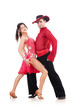 Pair of dancers isolated on the white