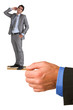 Photo: Businessman standing on a credit card Businessman standing on a credit card