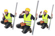 Construction worker with a walkie talkie