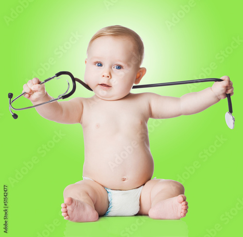 Photo: Sweet baby with stethoscope Sweet baby with stethoscope