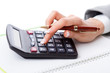 Hands working on the calculator
