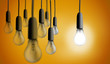 One light bulb lighting up